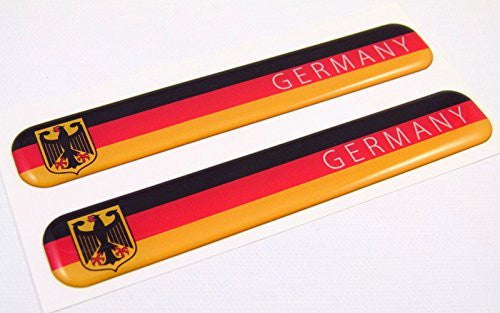 Germany German Flag Domed Decal Emblem Resin car stickers 5"x 0.82" 2pc.