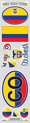 Car Chrome Decals STS-CO Colombia 9 stickers set Colombian flag decals bumper stiker car auto bike laptop