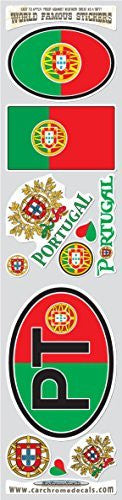 Car Chrome Decals STS-PT Portugal 9 stickers set Portugese flag decals bumper car auto bike laptop