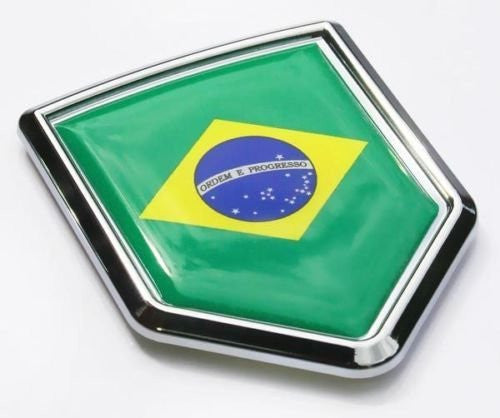 Car Chrome Decals CBSHD030 Brazil Flag Car Brazilian Emblem Chrome 3D Decal Sticker