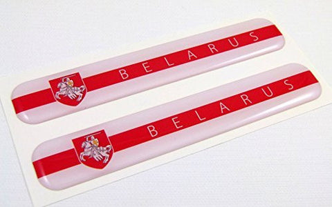 Belarus Flag Domed Decal Emblem Resin car auto stickers 5"x 0.82" 2pc.