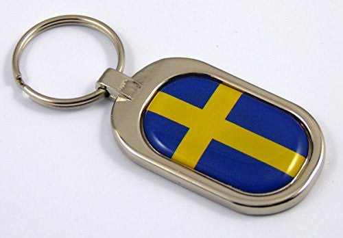 Sweden Flag Key Chain metal chrome plated keychain key fob keyfob Swedish