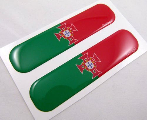 Portugal Portugese Flag Domed Decal Emblem Car Flexible Sticker 5"Set of 2