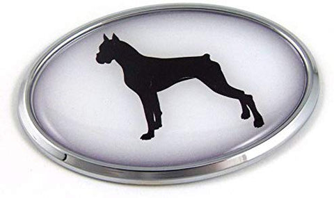 Boxer Dog Chrome Emblem Pet Decal Car Auto Bike Truck Oval Sticker with Adhesive