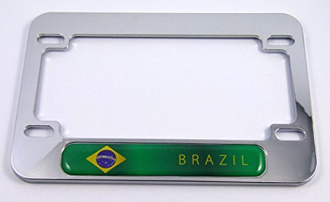 Brazil flag Motorcycle Bike ABS Chrome Plated License Plate Frame brazilian
