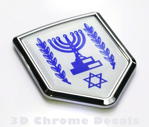 Israel Flag Israeli Emblem Chrome Car Decal Sticker