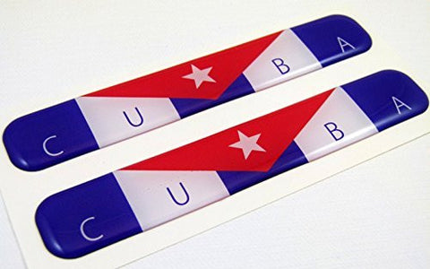 Cuba Cuban Flag Domed Decal Emblem Resin car auto stickers 5"x 0.82" 2pc.