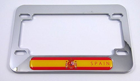 Spain Spanish flag Motorcycle Bike ABS Chrome Plated License Plate Frame