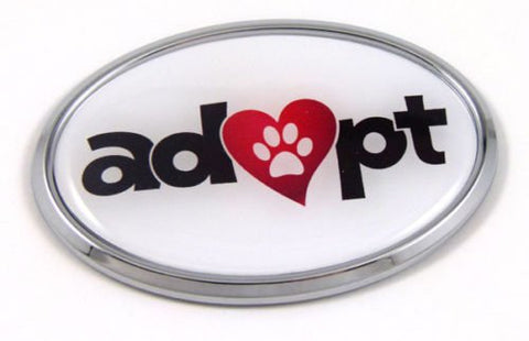 Adopt Pets Cats Dogs Chrome Emblem Adoption Decal Car Auto Bike Truck Sticker