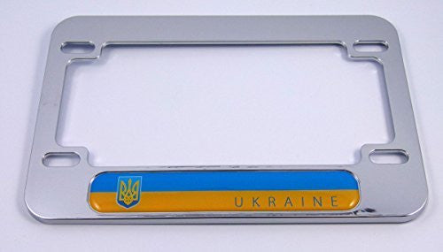 Ukraine Ukrainian flag Motorcycle Bike ABS Chrome Plated License Plate Frame