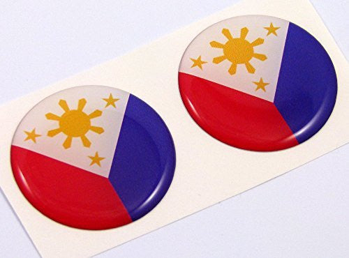 Philippine flag Round domed decal 2 emblem Car bike stickers 1.45" PAIR