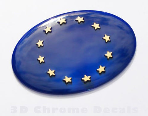 European Union Symbol flag EU Car Decal label sticker 3D Plastic with gold foil