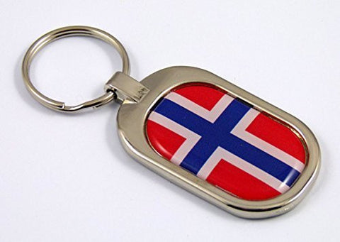 Norway Flag Key Chain metal chrome plated keychain key fob keyfob Norwegian