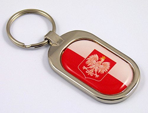 Poland Flag Key Chain metal chrome plated keychain key fob keyfob Polish Polski