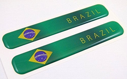 Brazil Brazilian Flag Domed Decal Emblem Resin car auto stickers 5"x 0.82" 2pc.