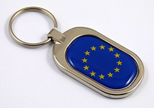 European Union Europe Flag Key Chain metal chrome plated keychain key fob keyfob