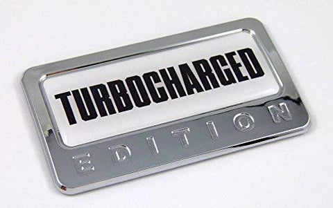 Turbo Charged Edition Chrome Emblem with Domed Decal Car Auto Motorcycle Badge