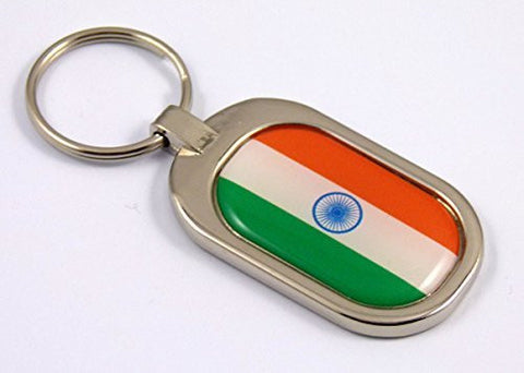 India Flag Key Chain metal chrome plated keychain key fob keyfob Indian