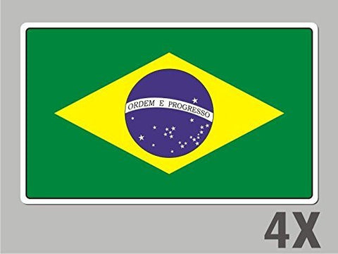 4 Brazilian Brazil stickers flag decal bumper car bike emblem vinyl FL009