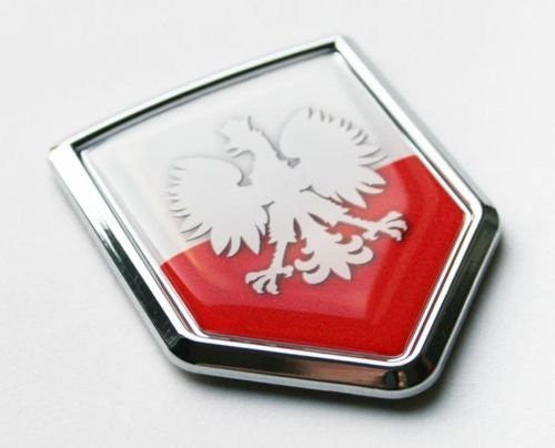 Car Chrome Decals CBSHD168W Poland White Eagle Flag Decal Car Chrome Emblem Sticker Polish Polska
