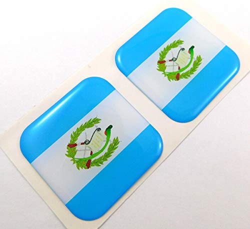 Guatemala Flag Square Domed Decal car Bike Gel Stickers 1.5" 2pc