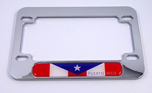 Puerto Rico flag Motorcycle Bike ABS Chrome Plated License Plate frame