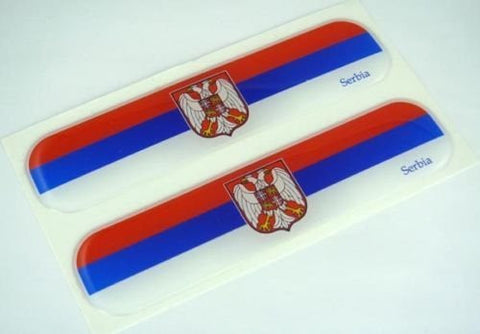 Serbia, Serbian Flag Domed Decal Emblem Car Flexible Sticker 5" Set of 2