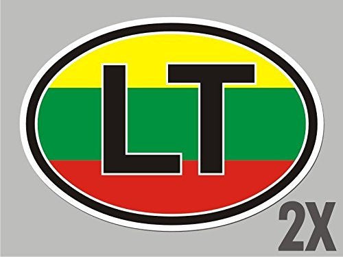 2 Lithuania LT OVAL stickers flag decal bumper car bike emblem CL039