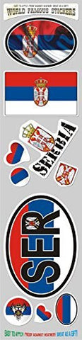 Car Chrome Decals STS-SER Serbia 10 stickers set flag Serbian decal bumper sticker car bike laptop SER