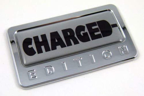 Charged Custom Edition Chrome Emblem with Domed Decal Car Auto Bike Badge