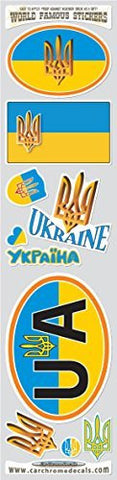 Car Chrome Decals STS-UA Ukraine10 stickers set Ukrainian Tryzub flag decals bumper car auto bike laptop