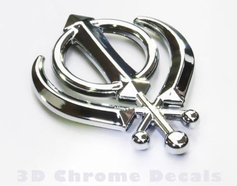 Car Chrome Decals CNPL-KHAND Khanda Sikhs Symbol Car 3D chrome decal sticker