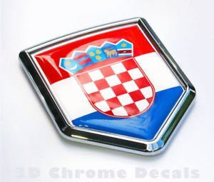 Croatia Flag Croatian Emblem Chrome Car Decal Sticker 3D badge
