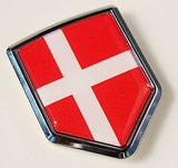 Denmark Flag Danish Car Chrome Emblem 3D Decal Sticker