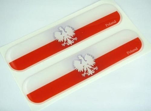 Poland Polska Polish Flag Domed Decal Emblem Car Flexible Sticker 5" Set of 2