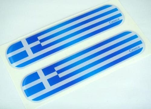 Greek Greece Flag Domed Decal Emblem Car Flexible Sticker 5" Set of 2