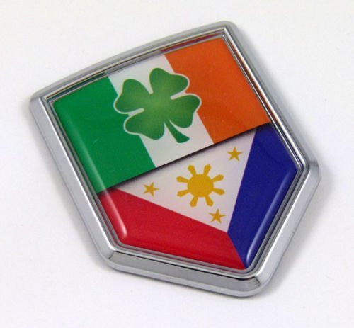 Ireland Philippine Flag Irish Shamrock Philippinian Car Chrome Emblem Decal Auto