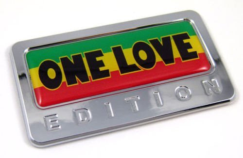 Car Chrome Decals CBEDI-ONEL One Love Bob Marley Edition Chrome Emblem with domed decal Car Auto Bike Badge