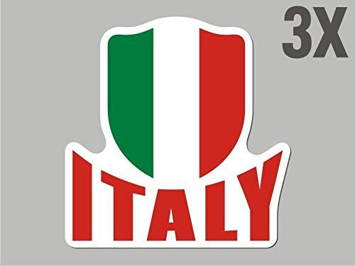 3 Italy Italian shaped stickers flag crest decal car bike emblem CN053