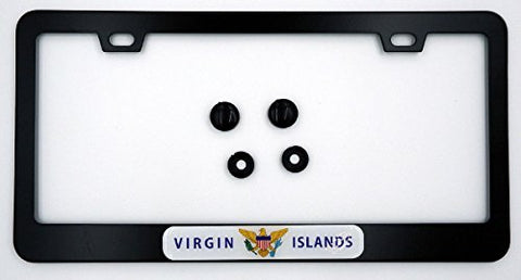 Virgin Islands Flag Metal Black Aluminium Car License Plate Frame Holder