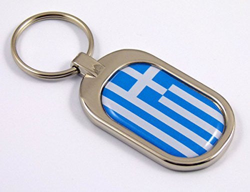 Greece Flag Key Chain metal chrome plated keychain key fob keyfob Greek