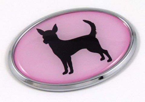 Chihuahua Dog Pink 3D Chrome Emblem Pet Decal Car Auto Bike Truck Sticker