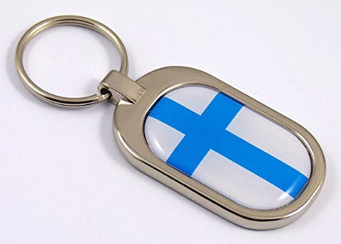 Finland Flag Key Chain metal chrome plated keychain key fob keyfob Finish
