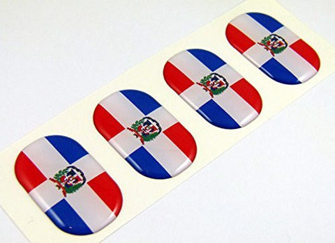 Dominican Republic midi domed decals flag 4 emblems 1.5" Car bike stickers