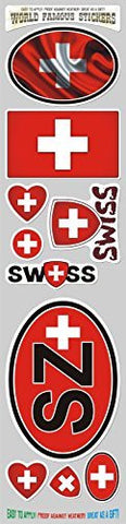Car Chrome Decals STS-SZ Switzerlan 10 stickers set flag Swiss decal bumper stiker car auto bike laptop