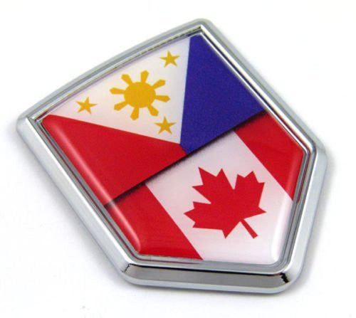 Canada Philippines Flag Canadian Philippinian Car Chrome Emblem Decal Auto 3D sticker