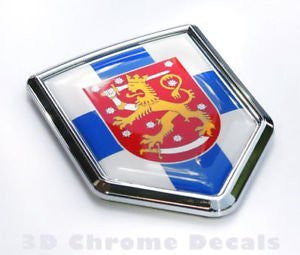 Finland Flag Emblem Chrome Car Decal Sticker