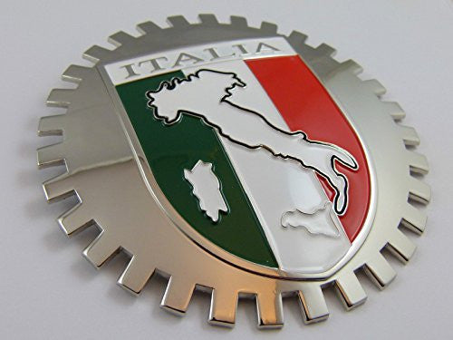 Grille Badge Italia for car truck grill mount Italy flag emblem chrome