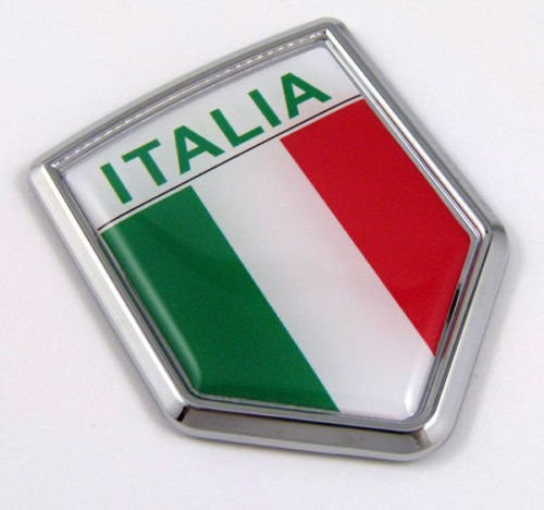 Italia Italy Italian Flag Car Chrome Emblem Decal 3D Sticker Country Shield