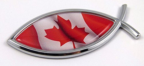Car Chrome Decals CBFSH037 Canada Jesus Fish Canadian Flag Car bike Chrome Emblem Decal Sticker Christian